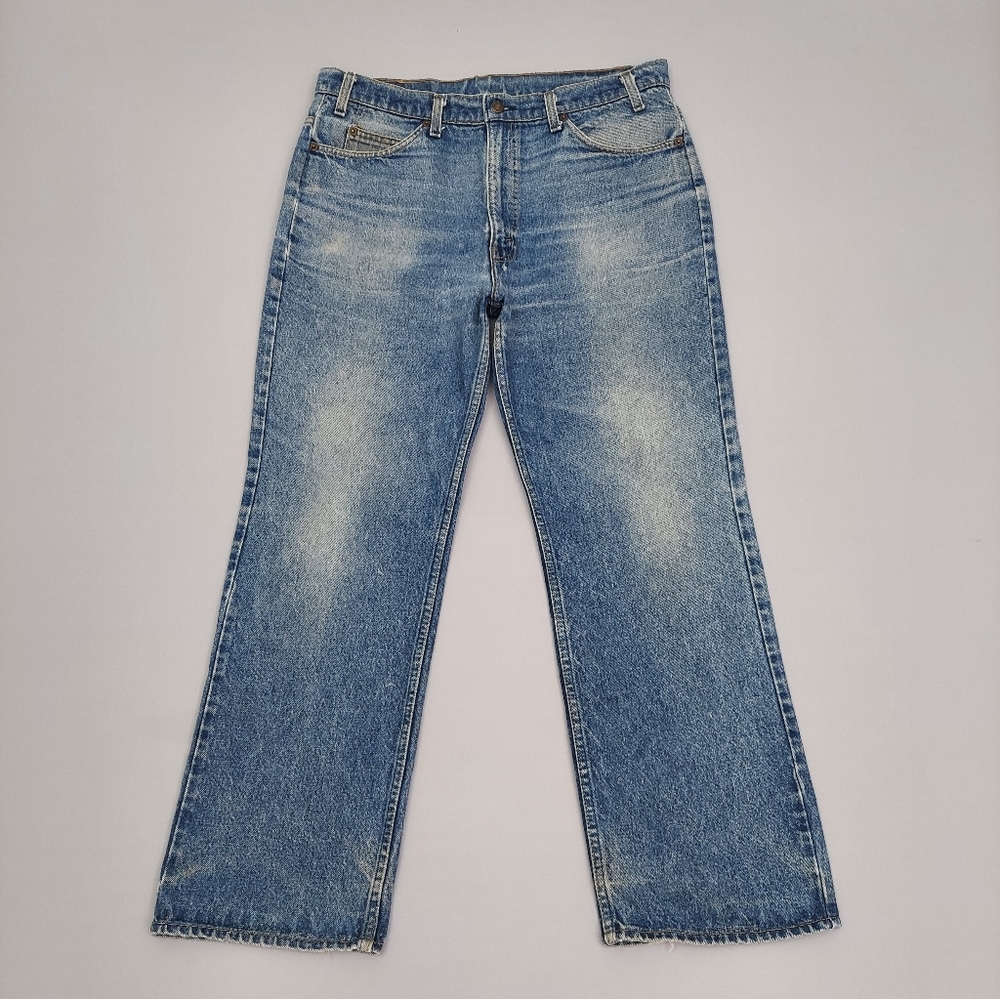 Vintage Levi's Orange Tab Jeans Size 35x32 Distressed Faded Blue Jeans - Picture 2 of 16